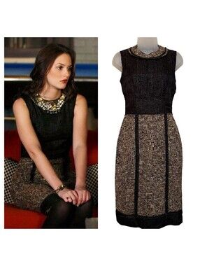 ASO Blair Waldorf Gossip Girl D&G Dolce Gabbana Luxury Tweed Fall Dress Size 4